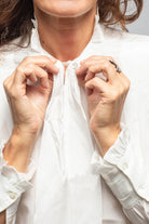 Pascal Silk Ruffle Tie Neck Blouse In White - AXEL'S