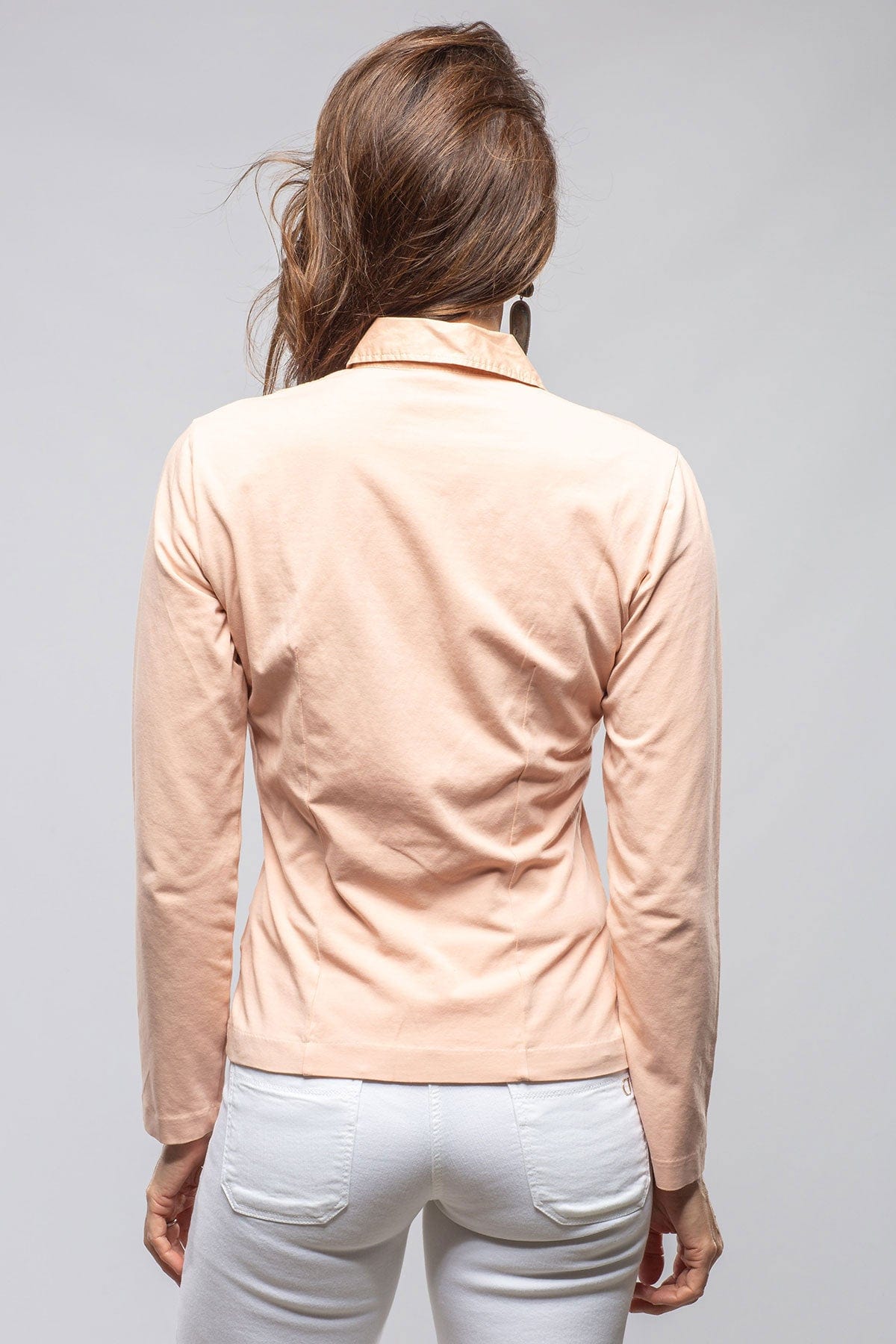 Pennelope Ruffle Front Shirt In Blush - AXEL'S