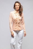 Pennelope Ruffle Front Shirt In Blush - AXEL'S