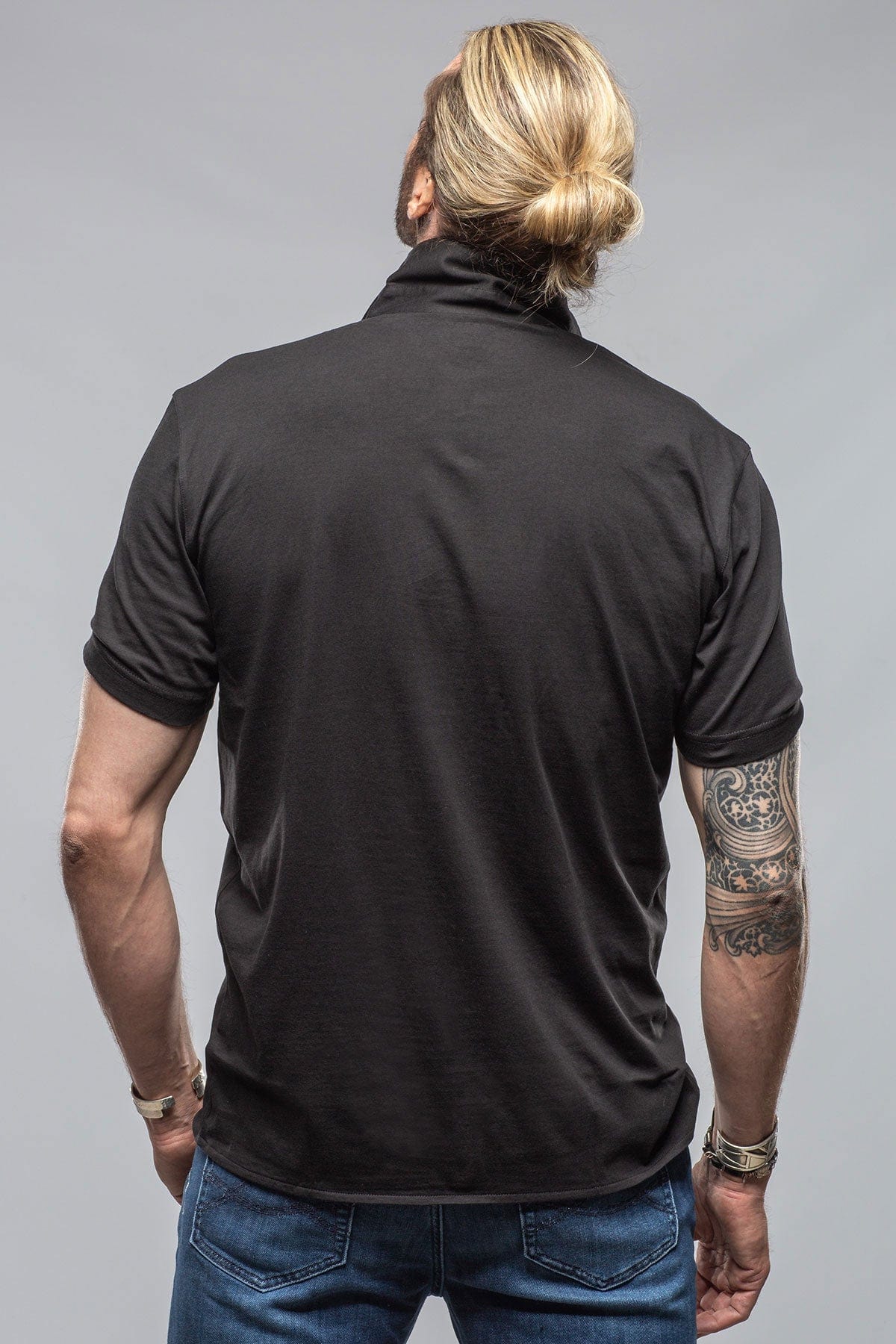 Catalina Button Up Polo In Black - AXEL'S