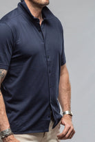 Catalina Button Up Polo In Navy - AXEL'S