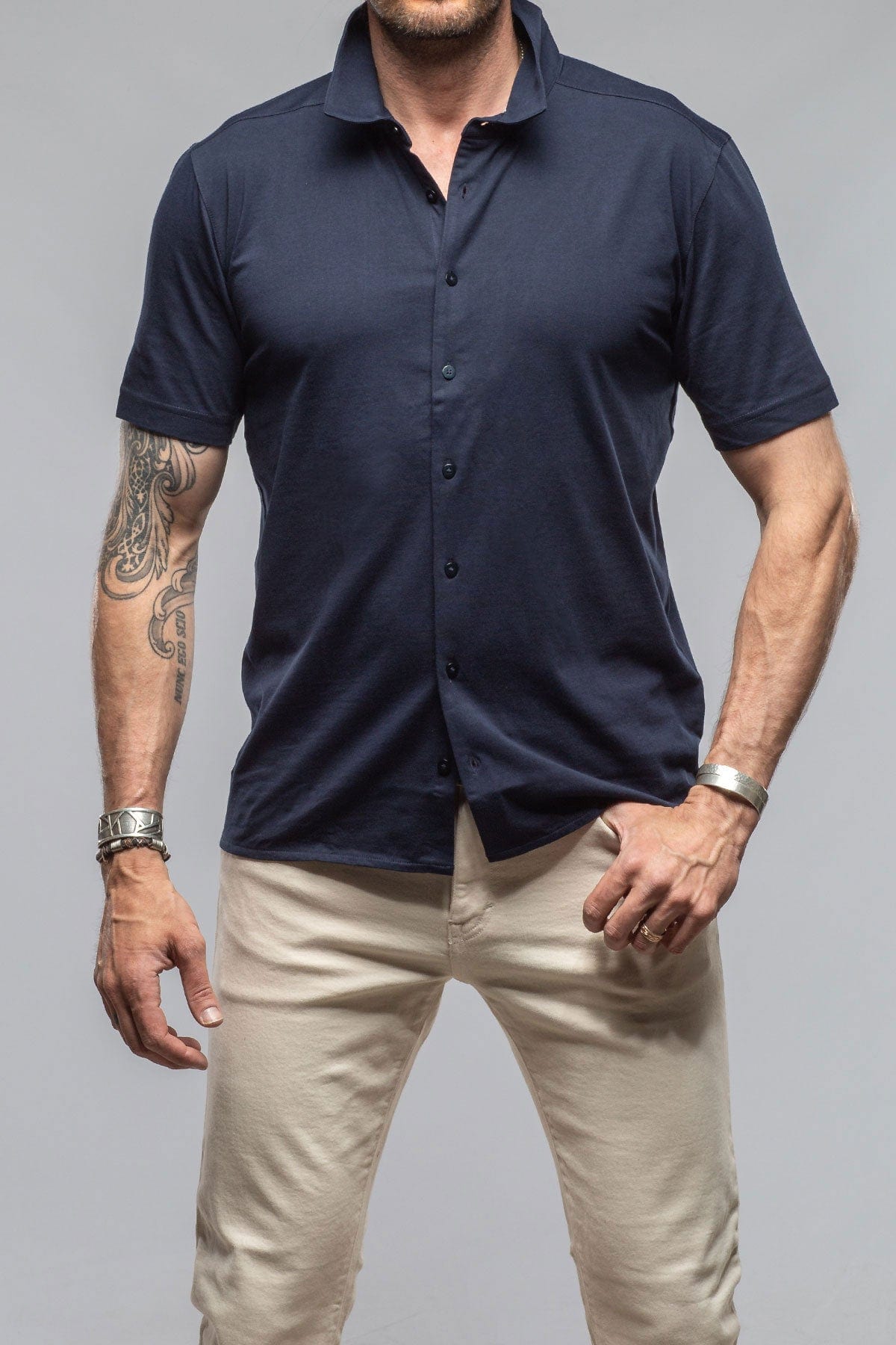 Catalina Button Up Polo In Navy - AXEL'S