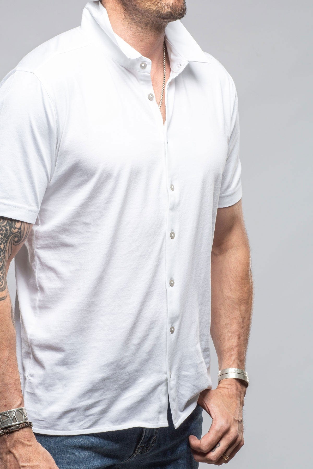Catalina Button Up Polo In White - AXEL'S