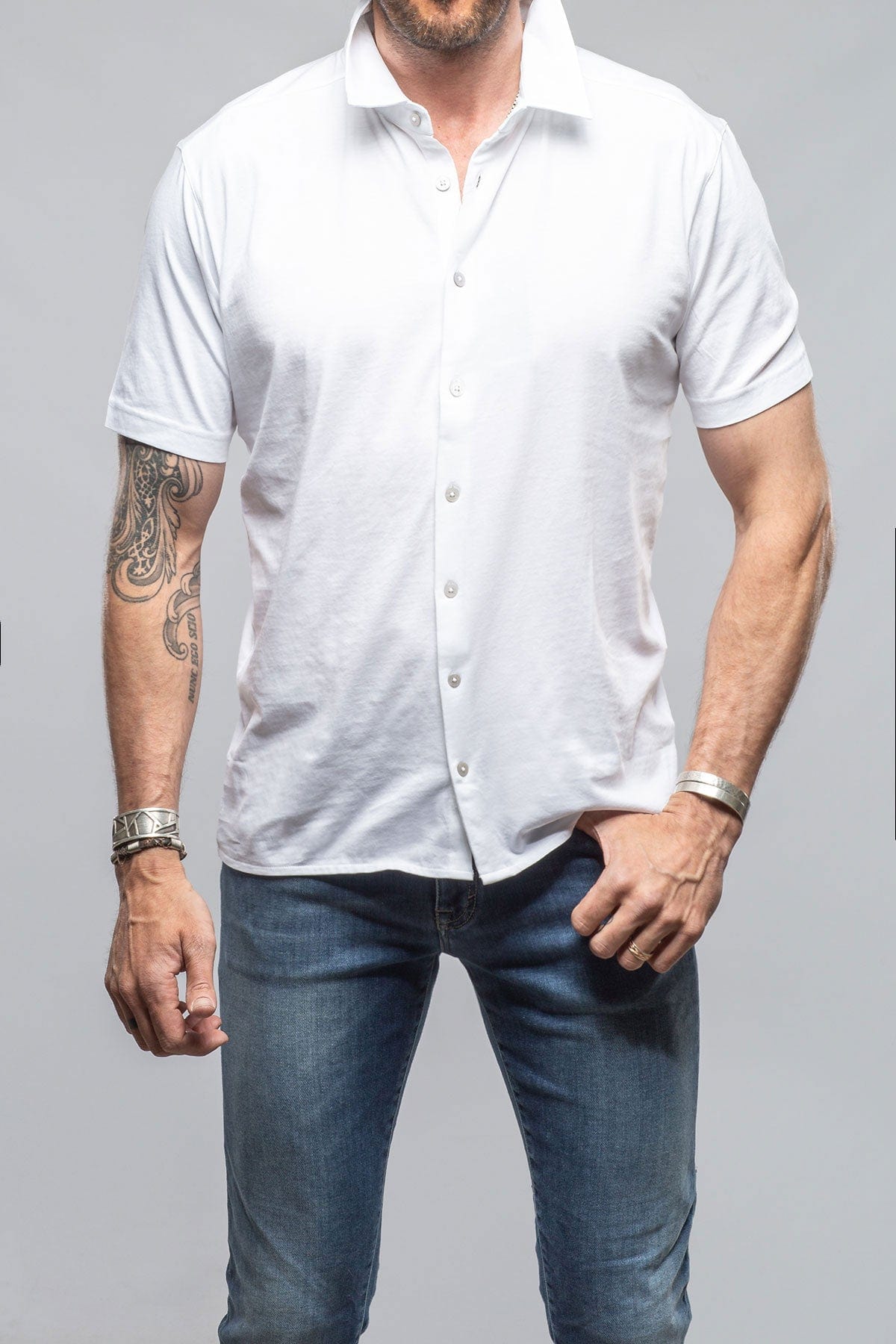Catalina Button Up Polo In White - AXEL'S