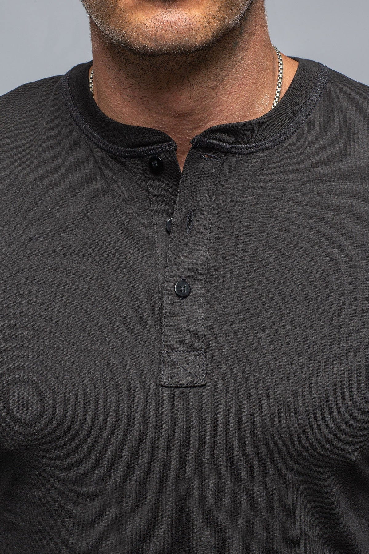 Coronado Cotton LS Henley in Black - AXEL'S