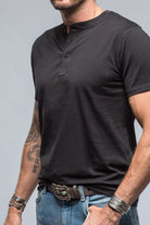Mendocino Cotton SS Henley in Black - AXEL'S