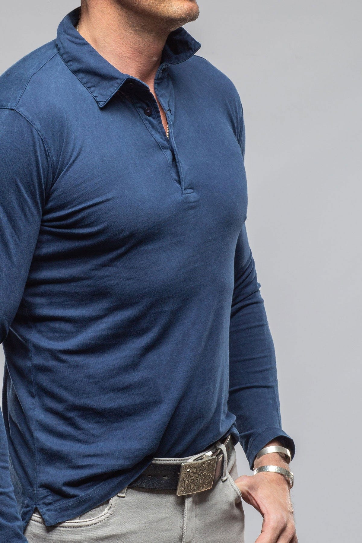 Newport Cotton Polo In Indigo - AXEL'S