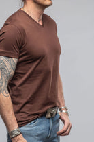 Siena Cotton V Neck In Chocolate - AXEL'S