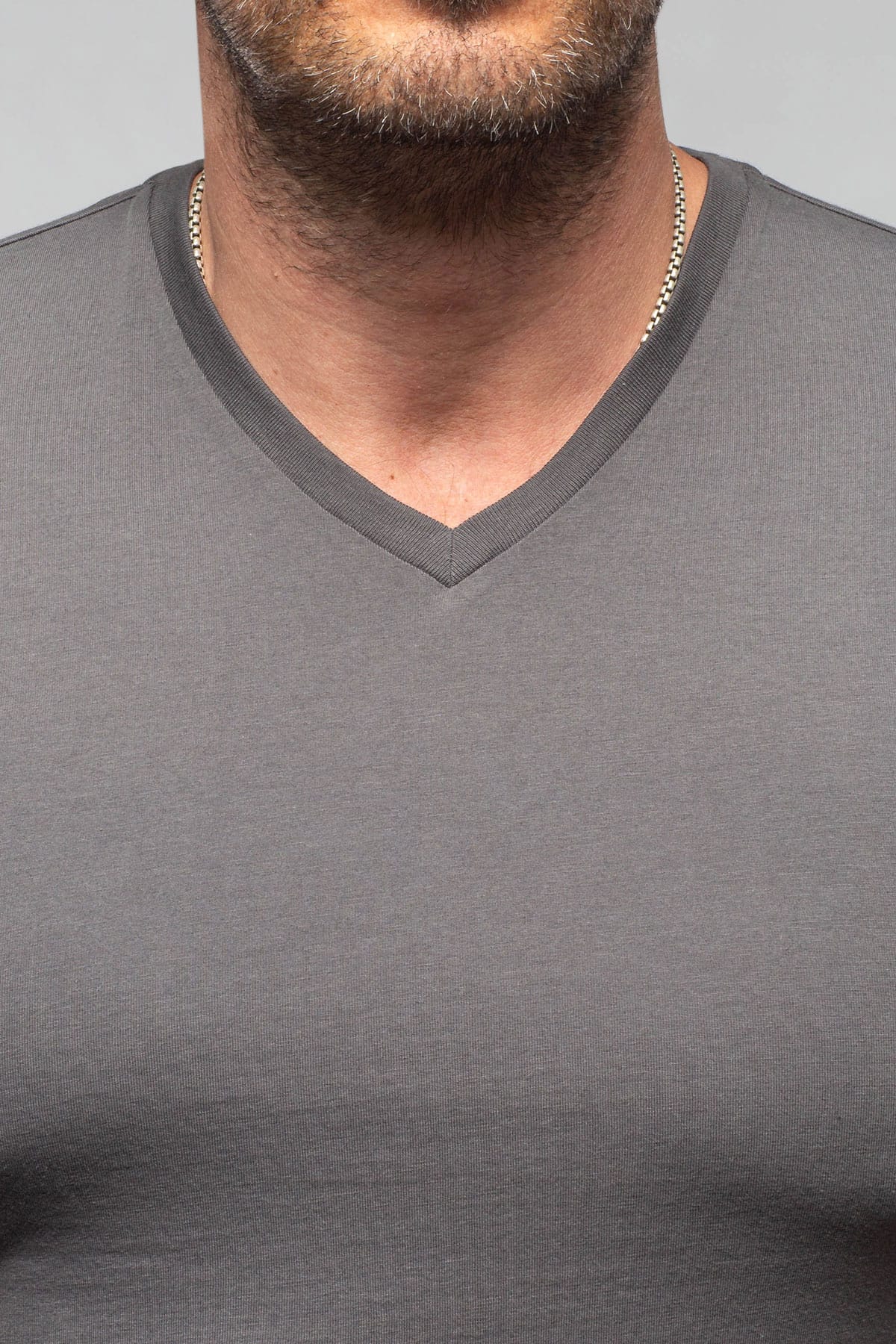 Siena Cotton V Neck In Grey - AXEL'S