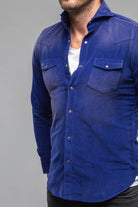 Azure Corduroy Washed Snap In Blue - AXEL'S