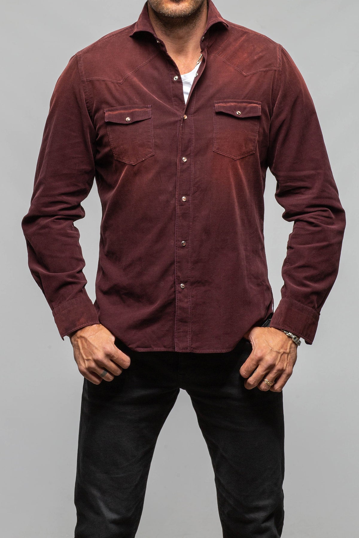 Azure Corduroy Washed Snap In Eggplant - AXEL'S