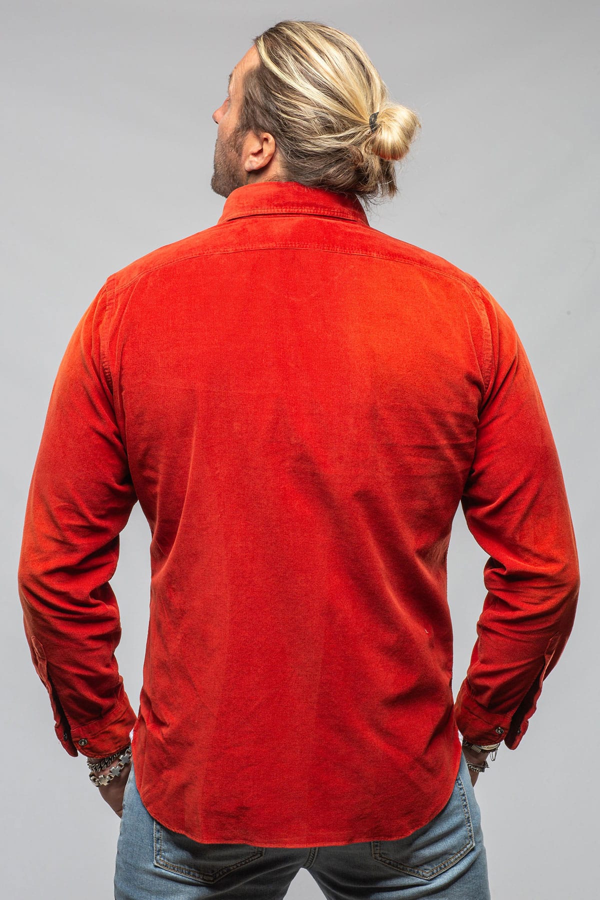 Giannetto Portofino Azure Corduroy Washed Snap In Rust Mens - Shirts - Dress