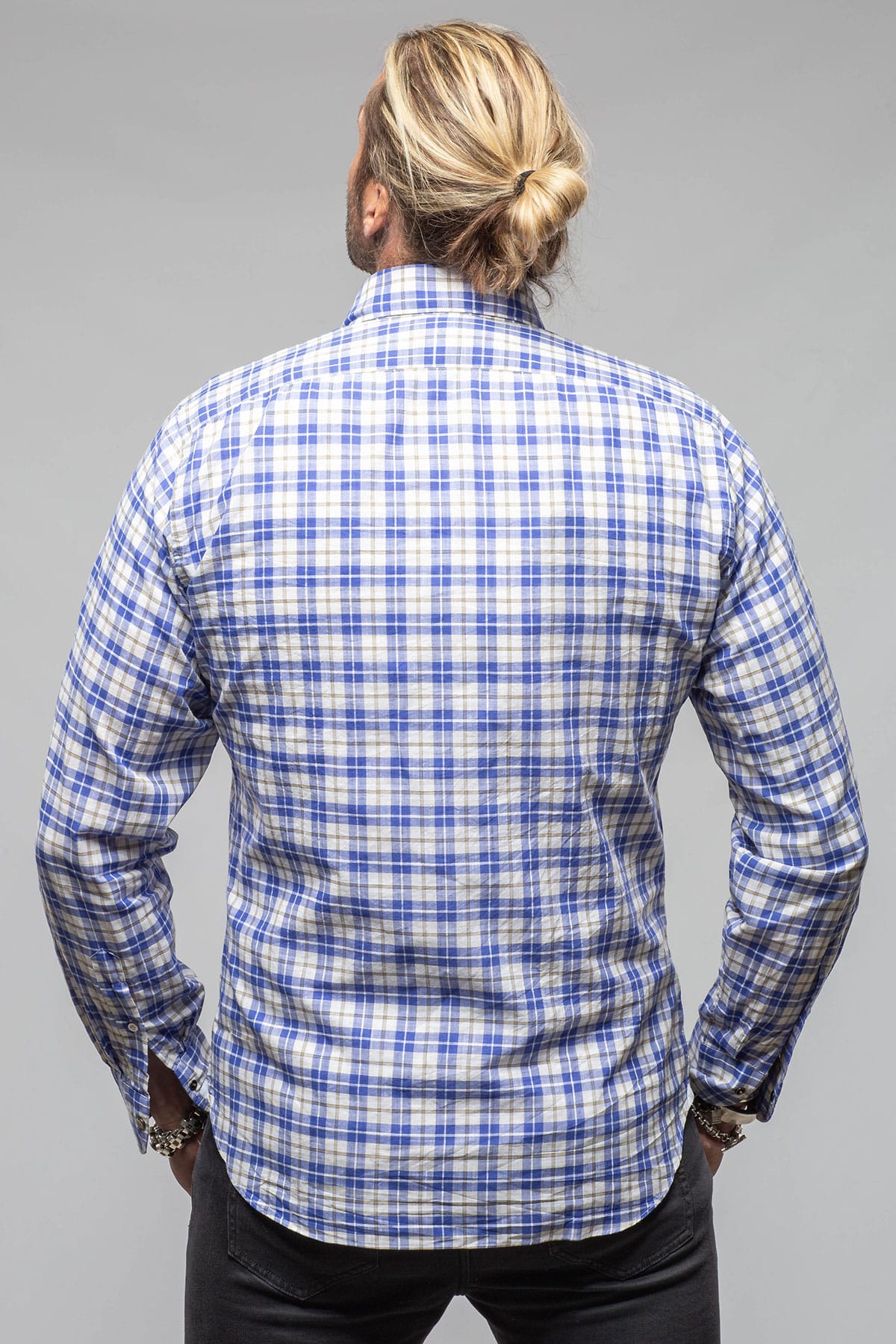 Giannetto Portofino Bentley Snap Shirt In Blue Charcoal Mens - Shirts - Dress