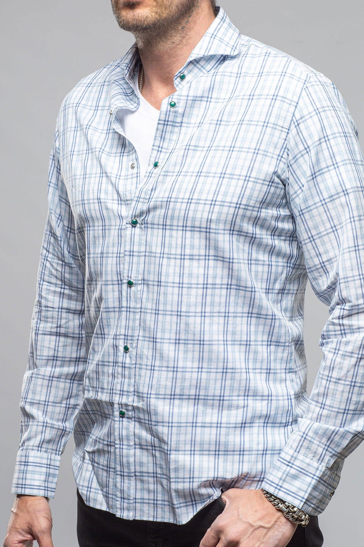 Bentley Snap Shirt In Light Blue - AXEL'S