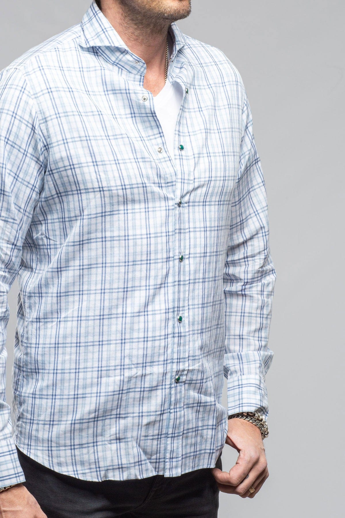 Bentley Snap Shirt In Light Blue - AXEL'S