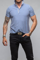 Bookers Pique Polo In Royal Blue Stripe - AXEL'S