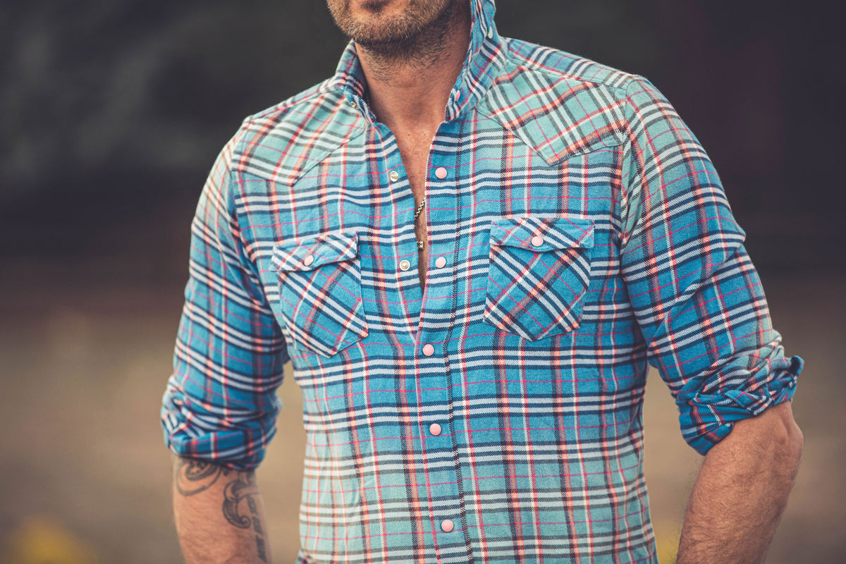 Cascade Western Snap Shirt In Blue - AXEL'S