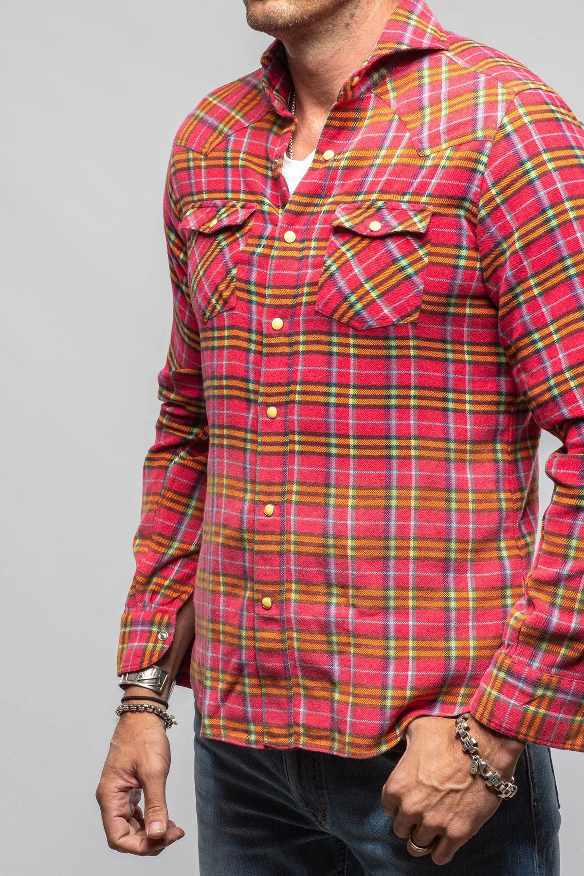 Cascade Western Snap Shirt In Red - AXEL'S