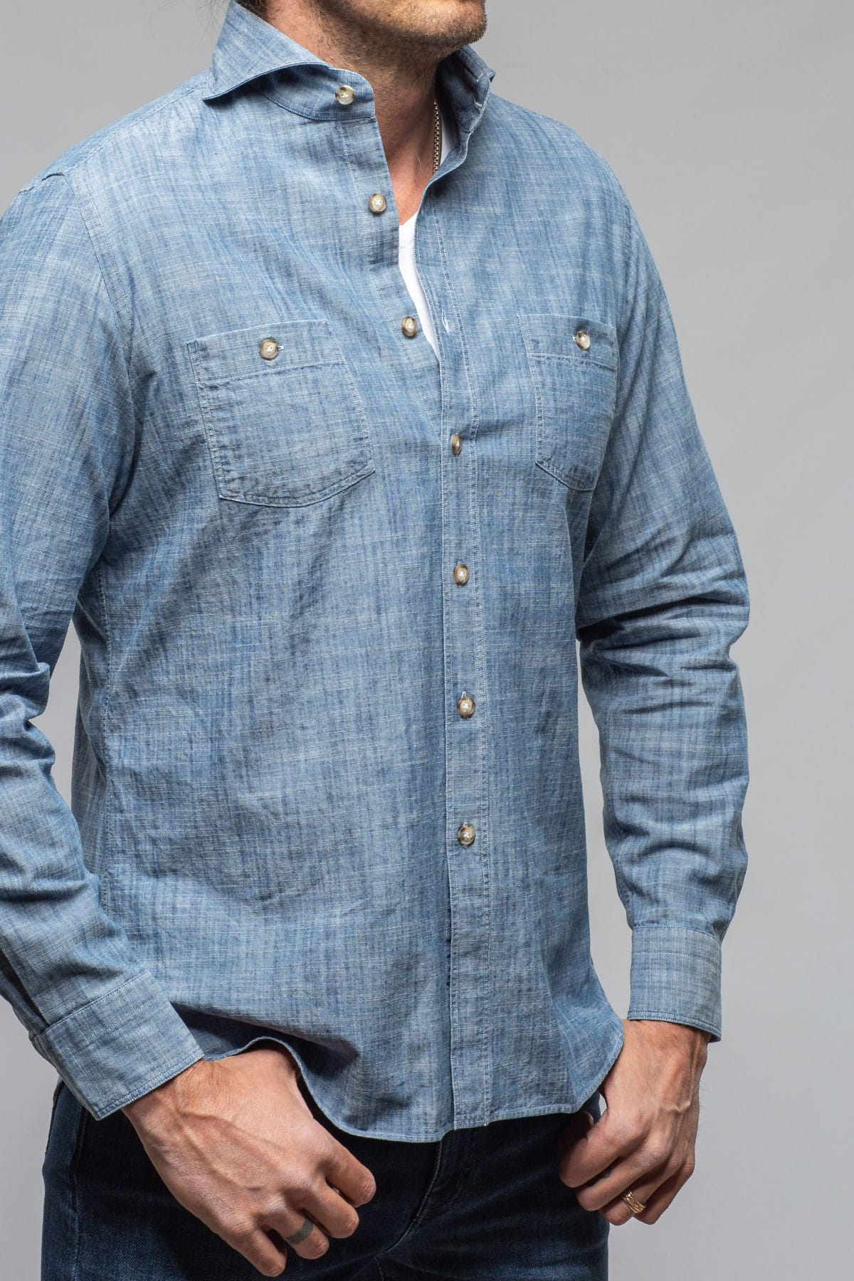 Drakes Denim Button Down Shirt - AXEL'S