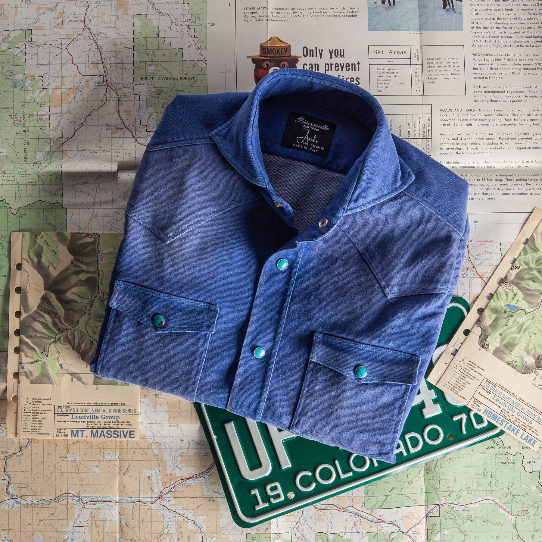 Elias Denim Western Snap Shirt In Blue - AXEL'S