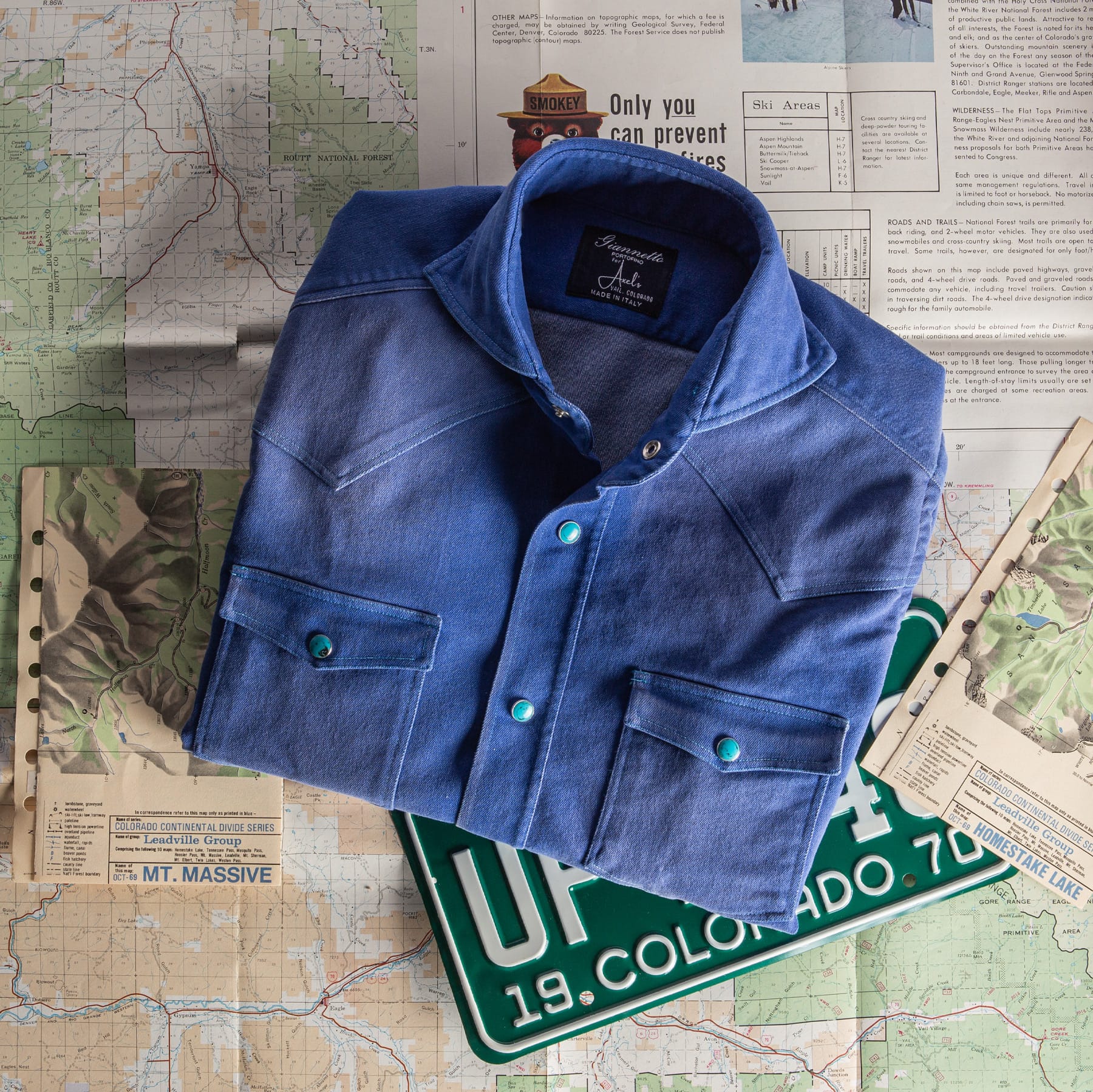 Elias Denim Western Snap Shirt In Blue - AXEL'S