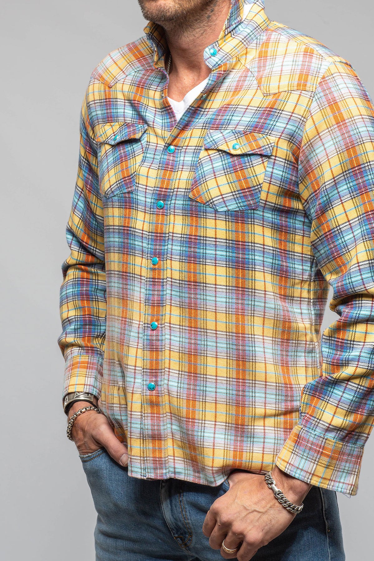 Gardena Western Snap Shirt In Yellow - AXEL'S