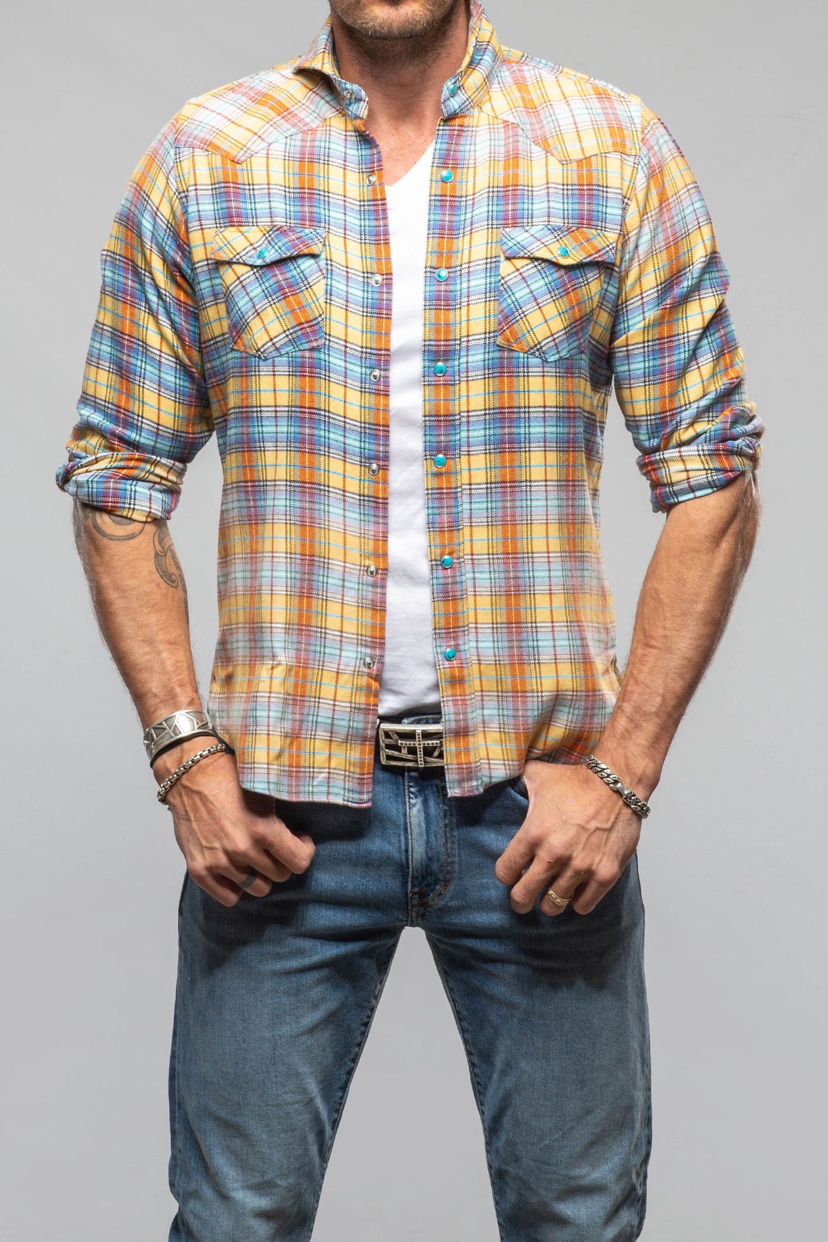 Gardena Western Snap Shirt In Yellow - AXEL'S