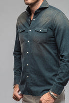 Golden Sand Washed Snap Shirt In Green - AXEL'S