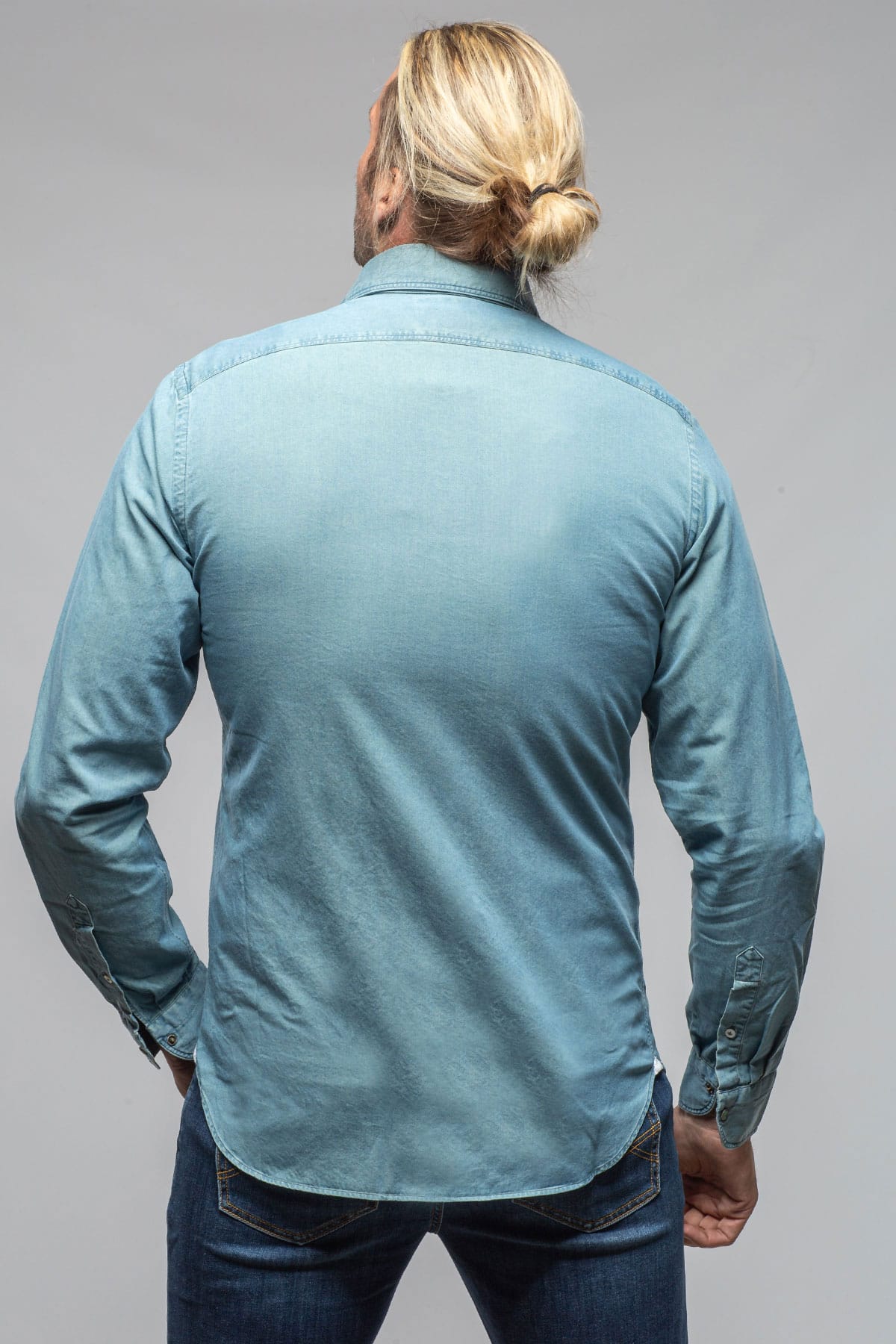 Giannetto Portofino High Water Two Tone Snap Shirt In Green/Denim Mens - Shirts - Dress