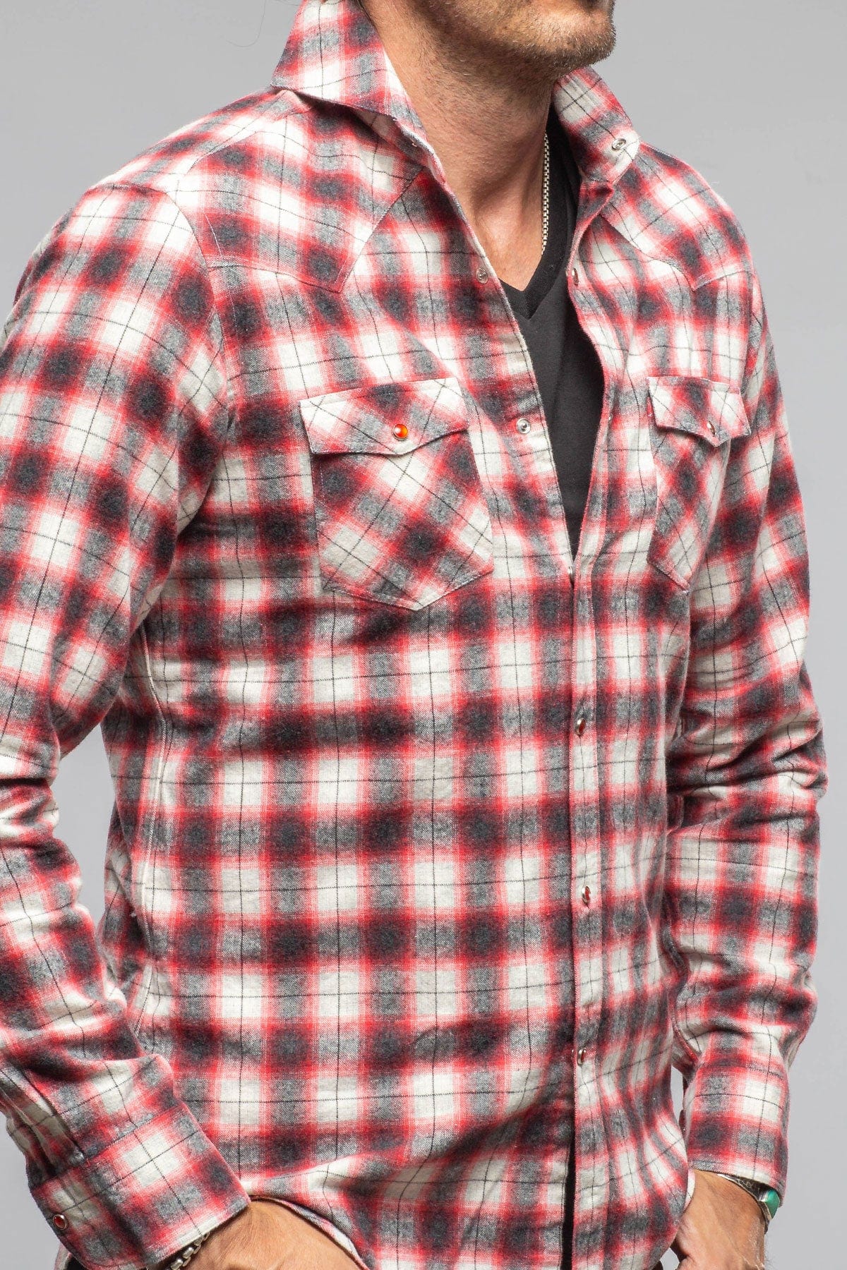 Lagoon Washed Western Check In Red Black - AXEL'S