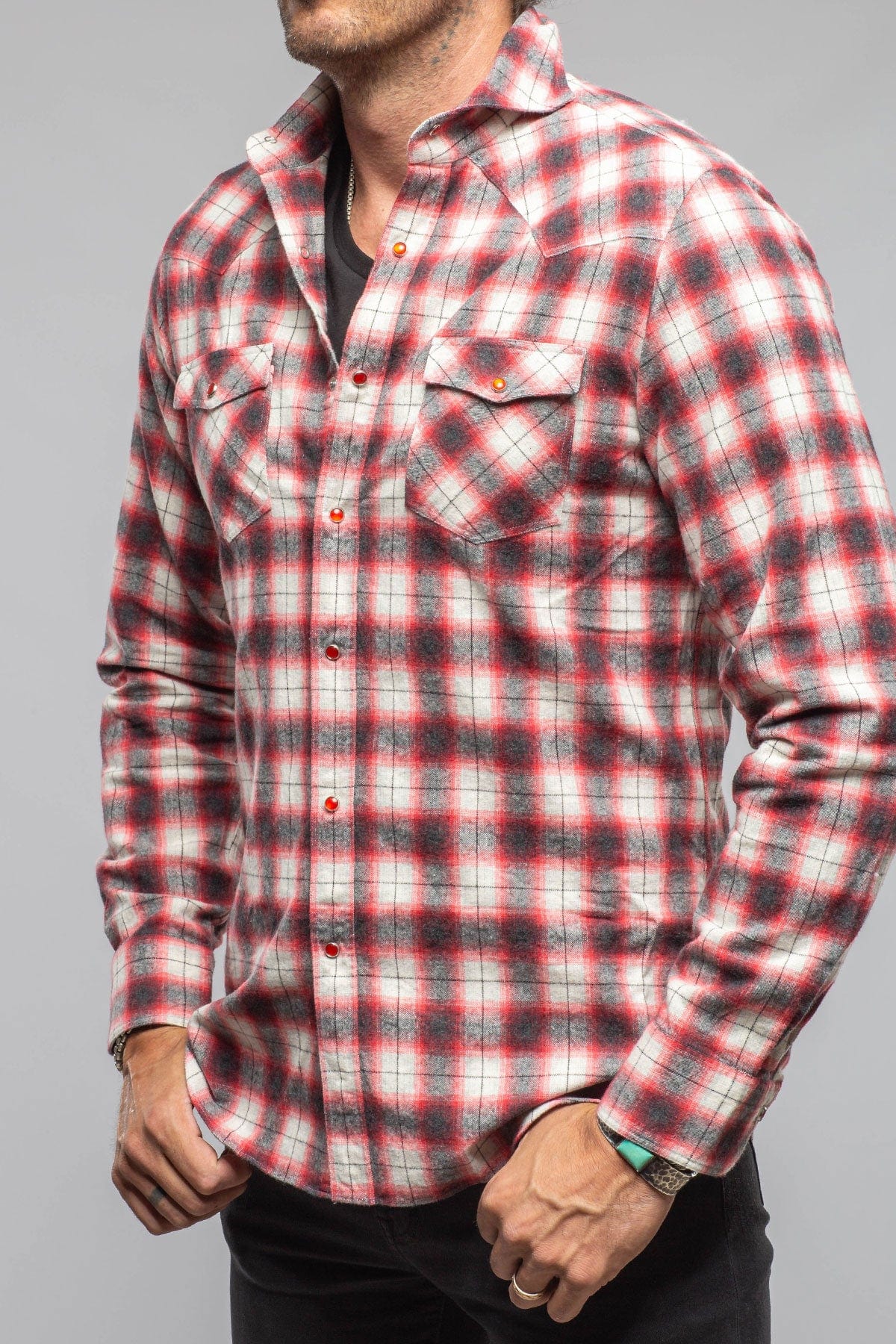 Lagoon Washed Western Check In Red Black - AXEL'S