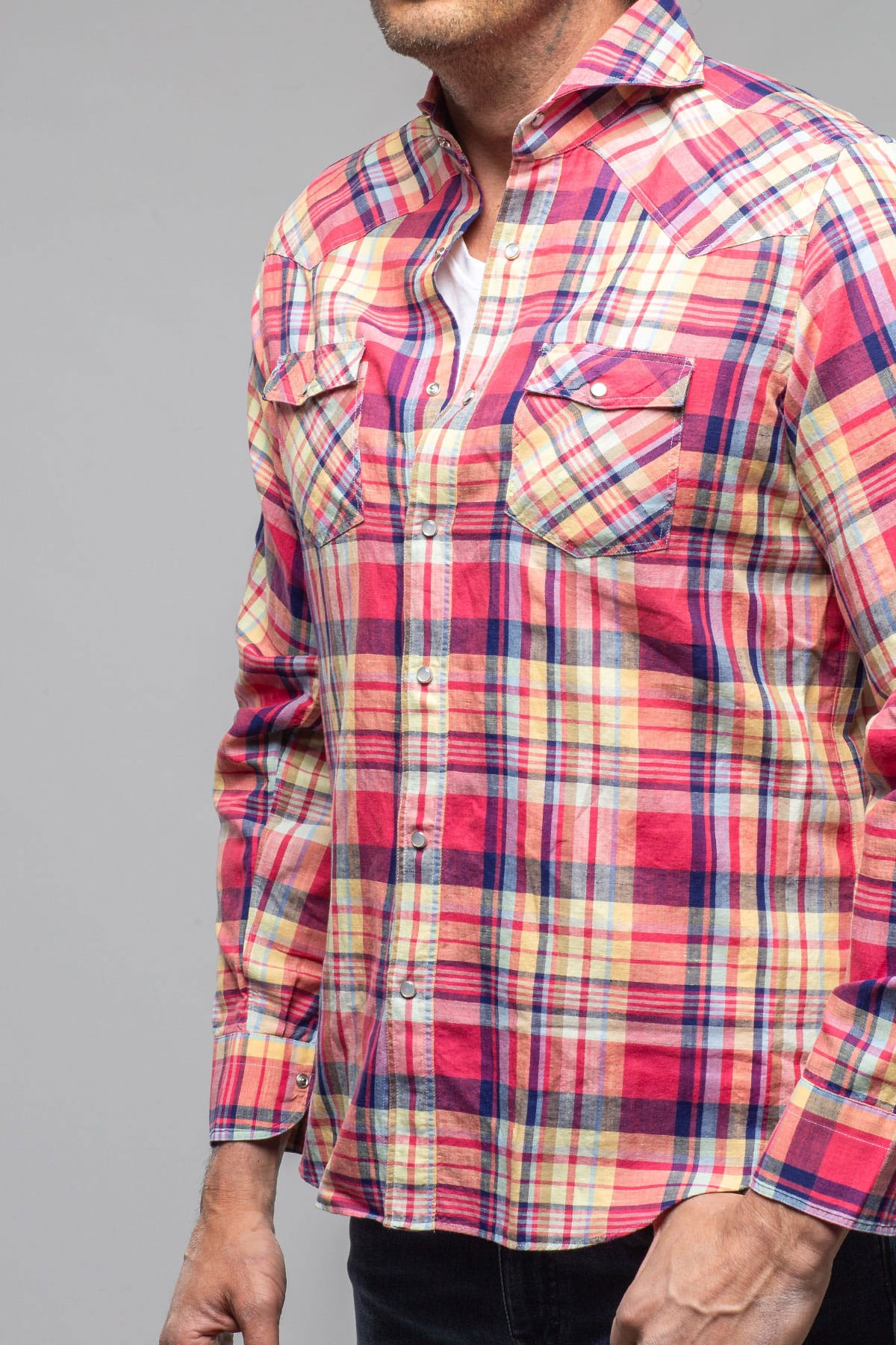 Giannetto Portofino Lyles Western Snap Shirt In Raspberry Mens - Shirts - Dress