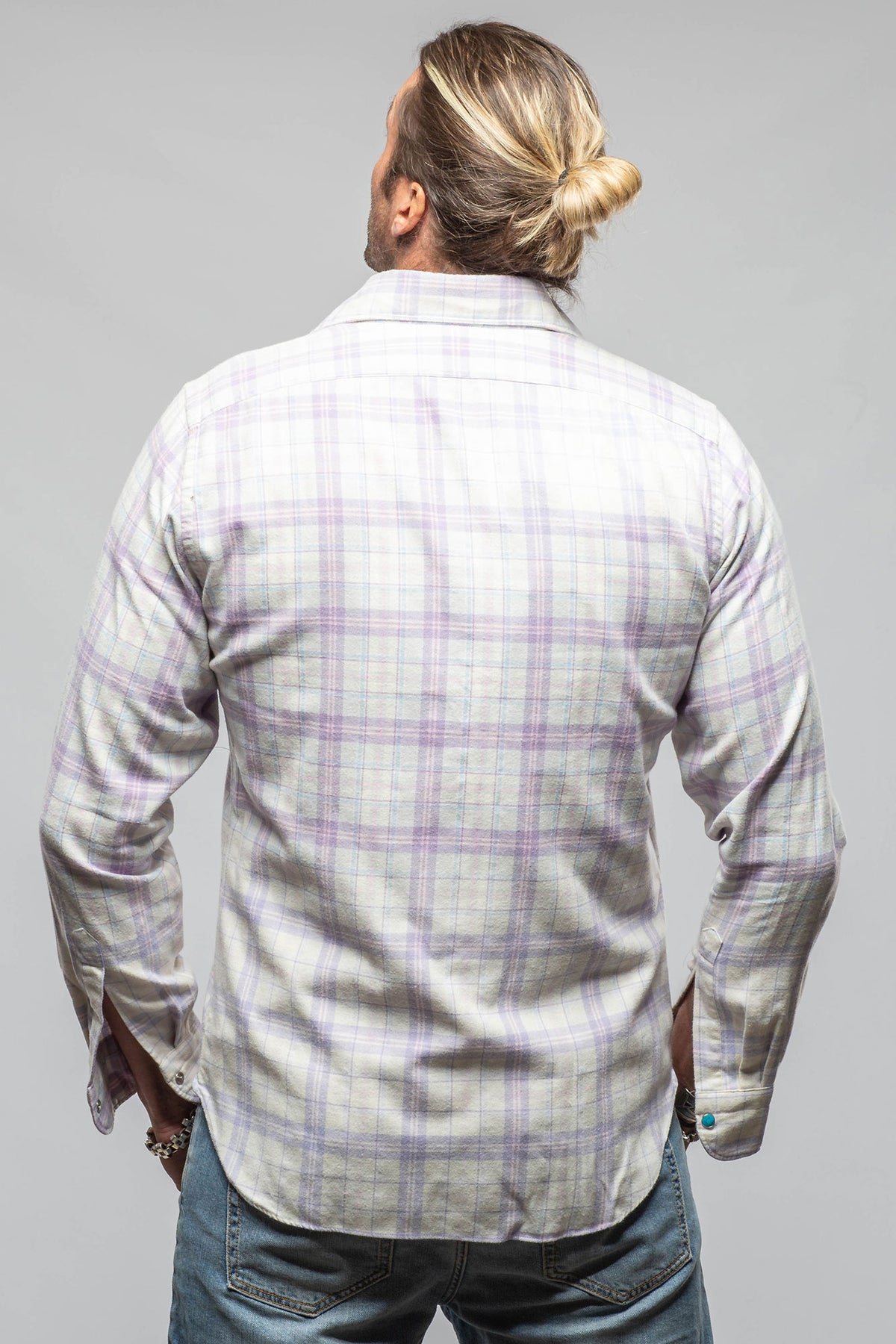 Mitchell Snap Shirt In Grey Purple - AXEL'S