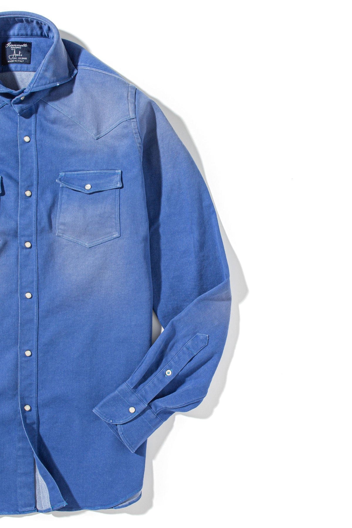 Rebel Western Cotton Stretch Shirt In Sky Blue - AXEL'S