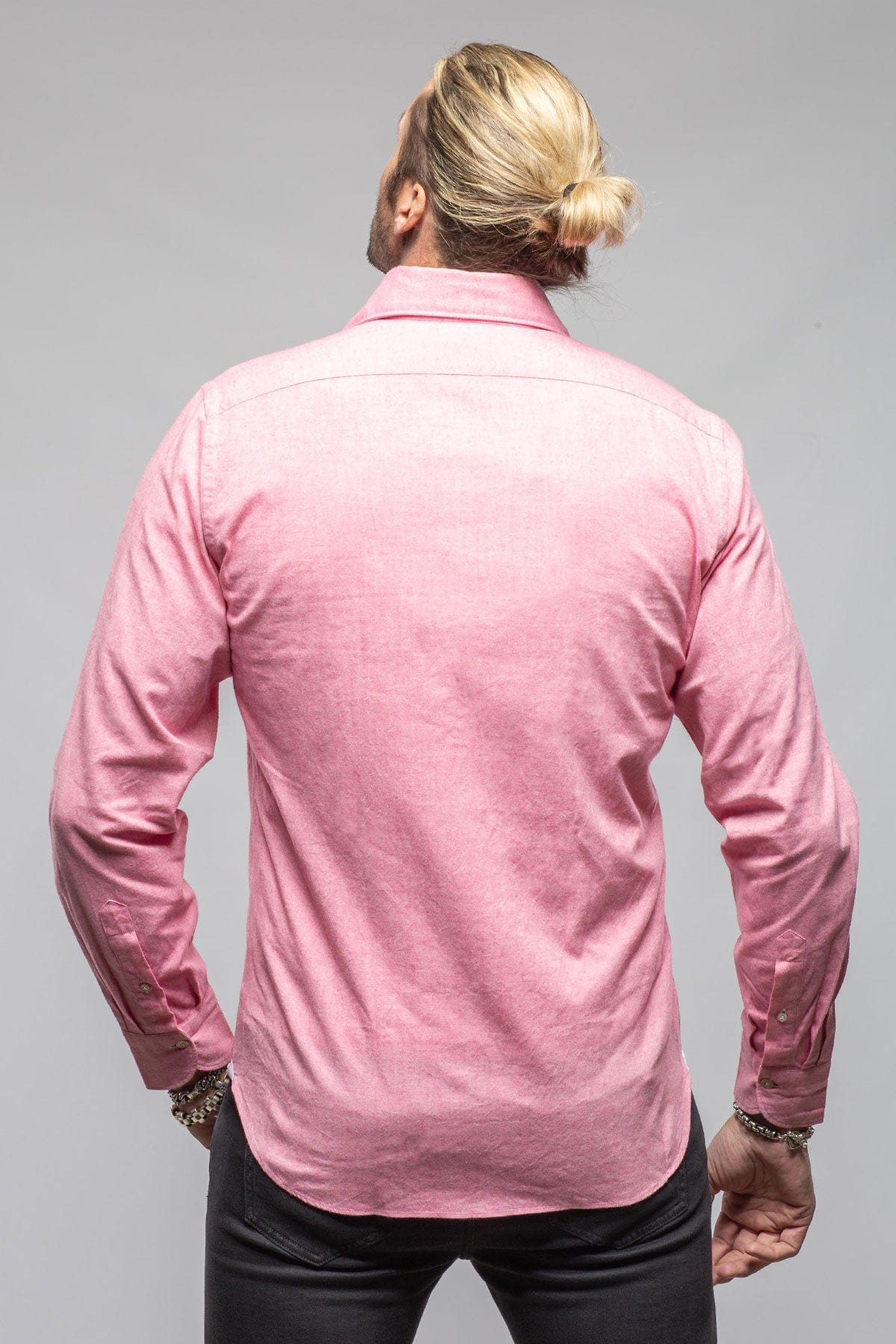 Giannetto Portofino Stanovoy Solid Brushed Cotton Shirt In Dark Pink Mens - Shirts - Dress