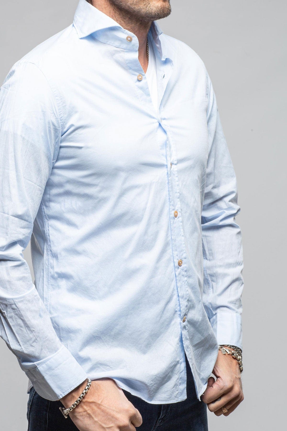 Giannetto Portofino Suntroy Cotton Shirt In Light Blue Mens - Shirts - Dress