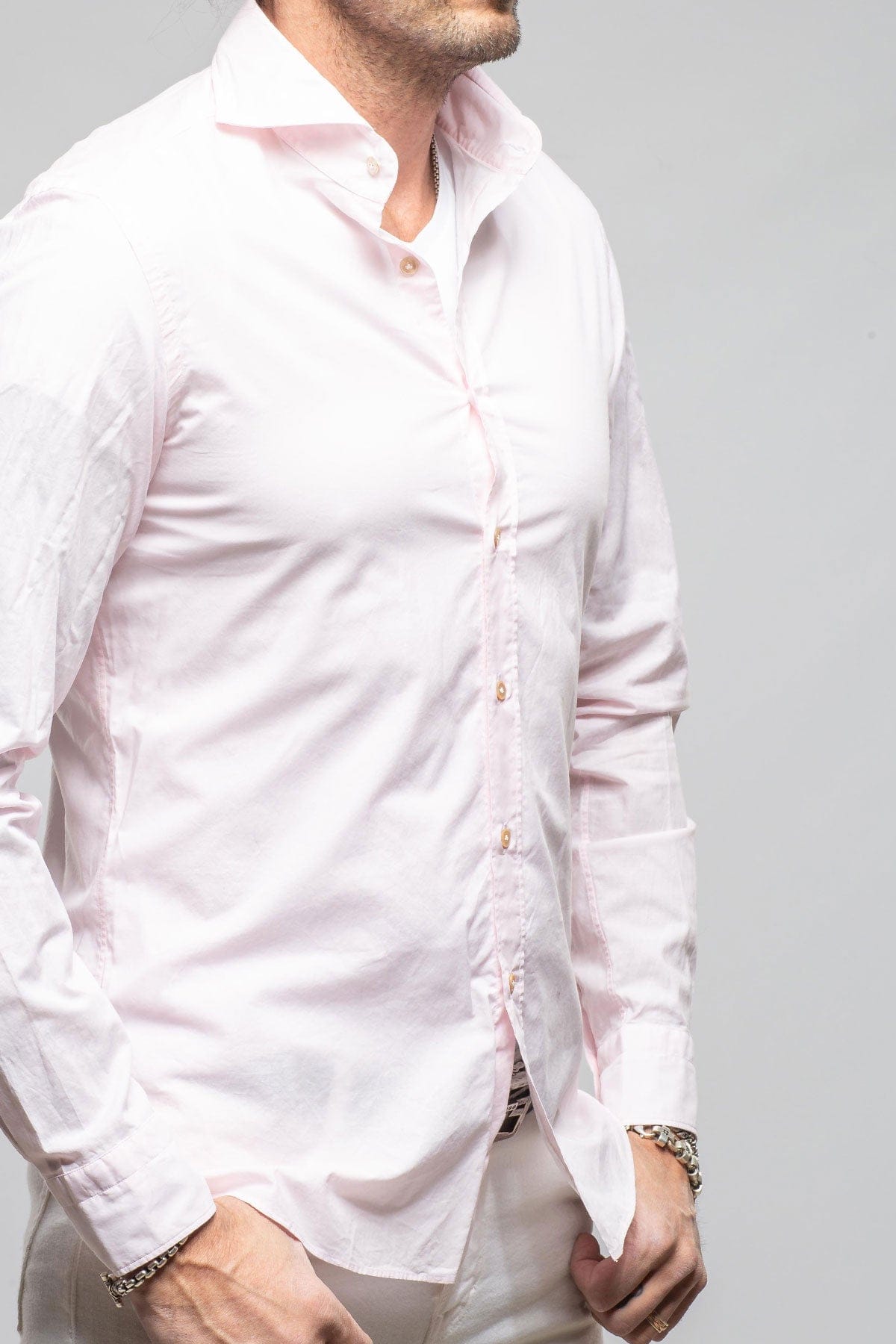 Giannetto Portofino Suntroy Cotton Shirt In Light Pink Mens - Shirts - Dress