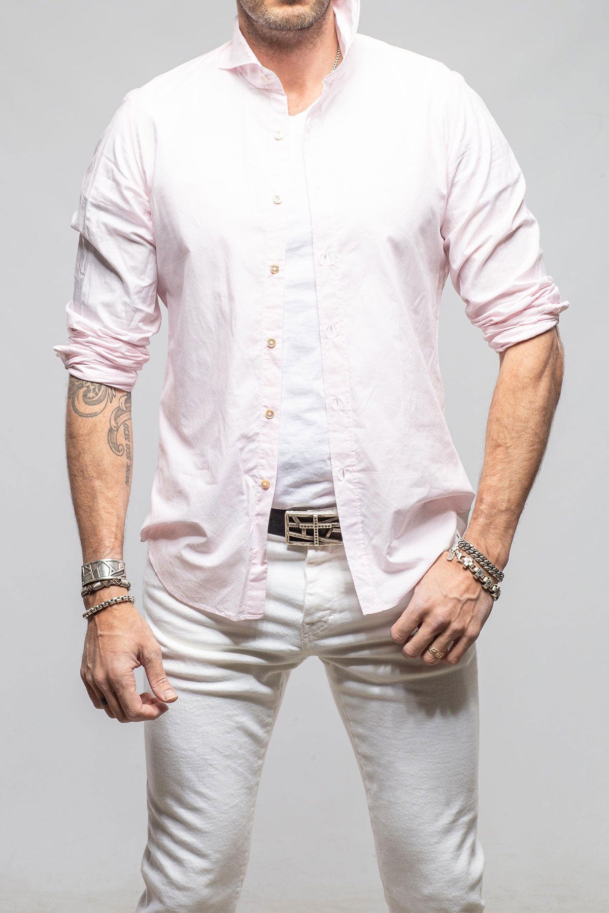 Giannetto Portofino Suntroy Cotton Shirt In Light Pink Mens - Shirts - Dress