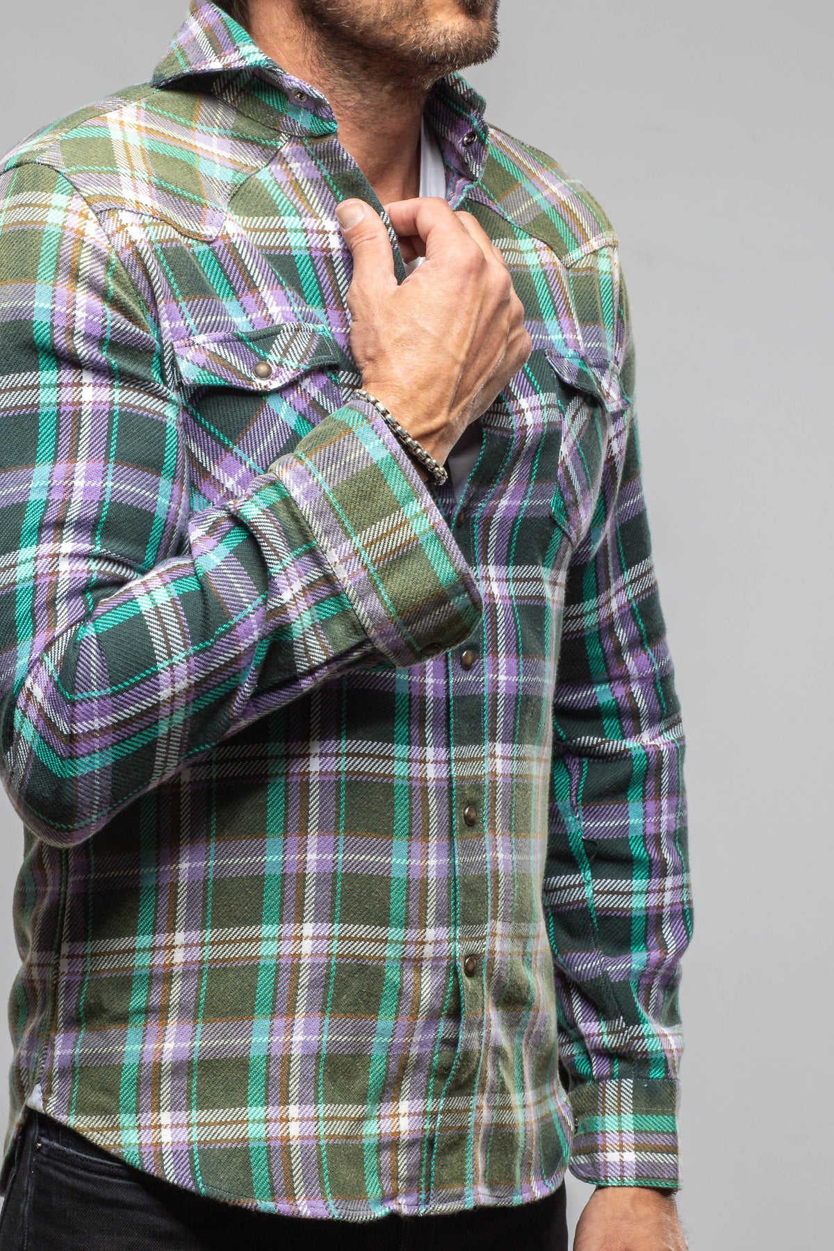 Thorens Western Snap Shirt In Purple - AXEL'S