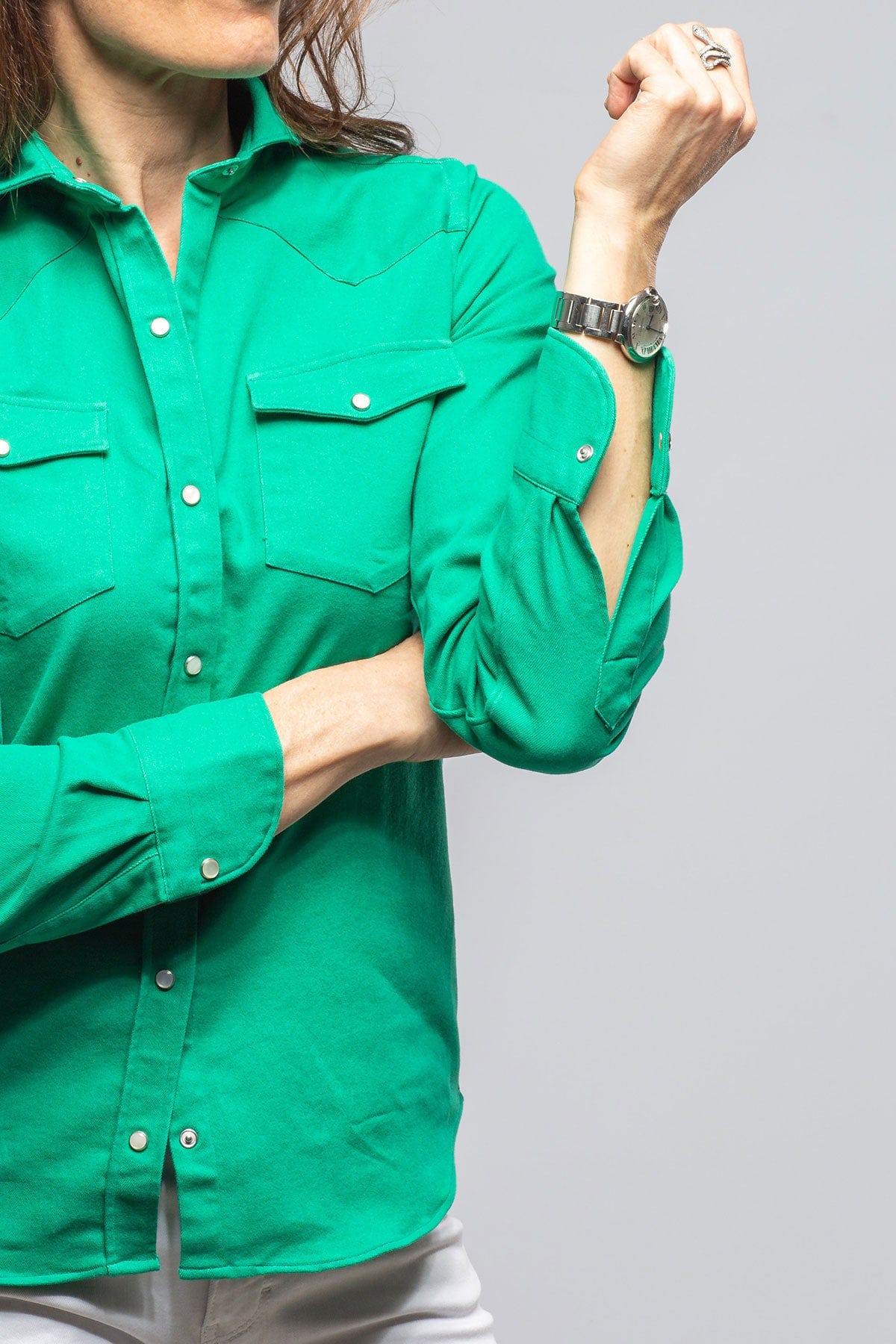 Tilly Western Snap Shirt In Washed Emerald - AXEL'S