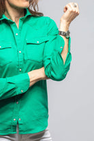 Tilly Western Snap Shirt In Washed Emerald - AXEL'S