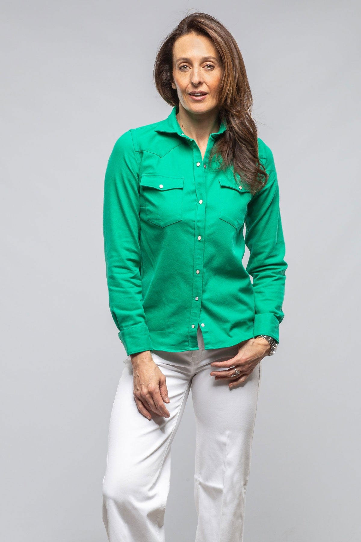 Tilly Western Snap Shirt In Washed Emerald - AXEL'S