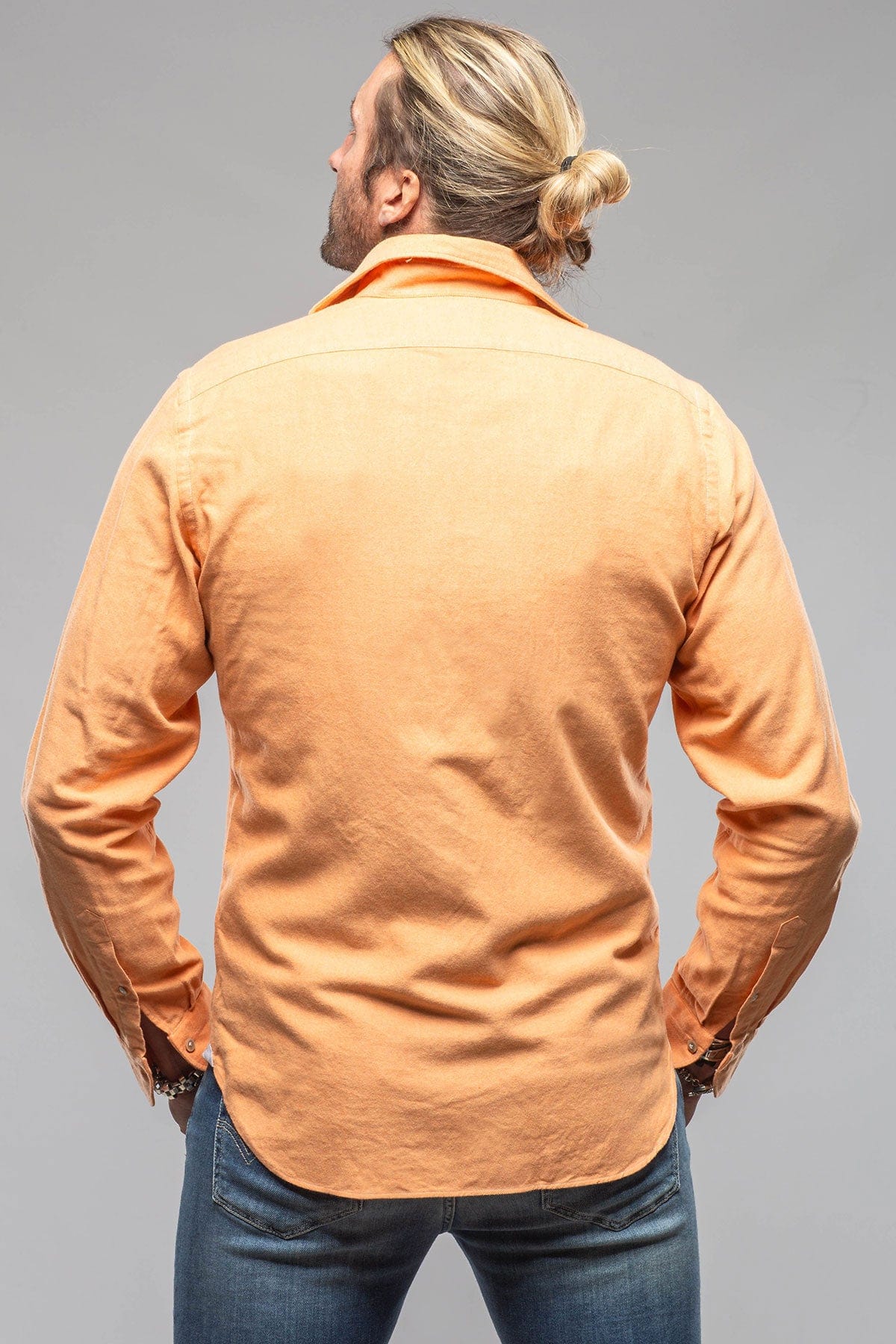 Tranquil Washed Cotton Flannel In Orange - AXEL'S