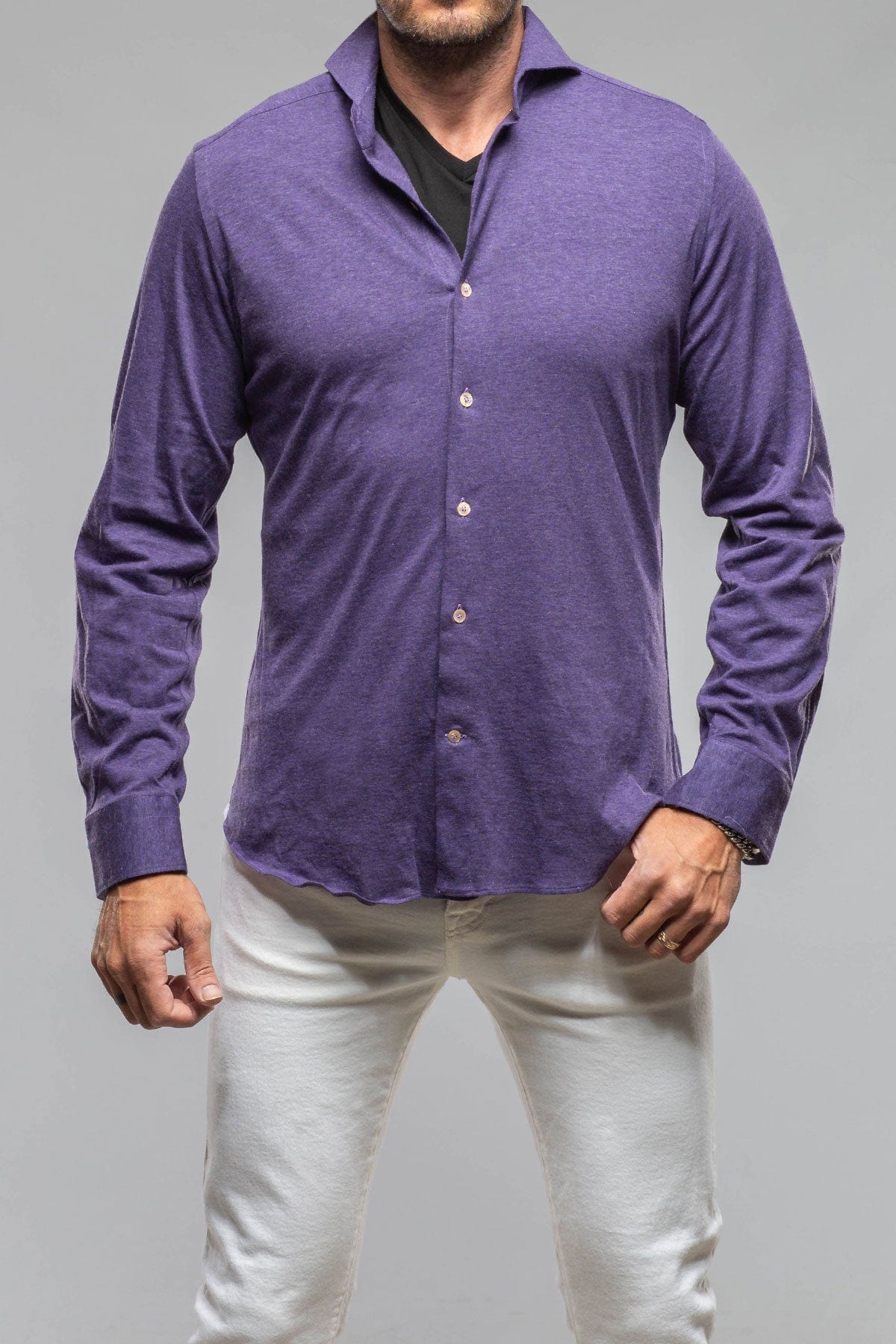 Treasure Cotton Cashmere Jersey In Purple - AXEL'S