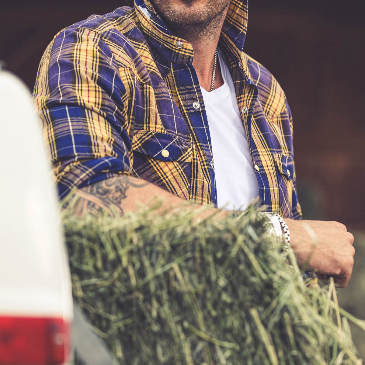 Whistle Snap Western Shirt In Blue Yellow - AXEL'S