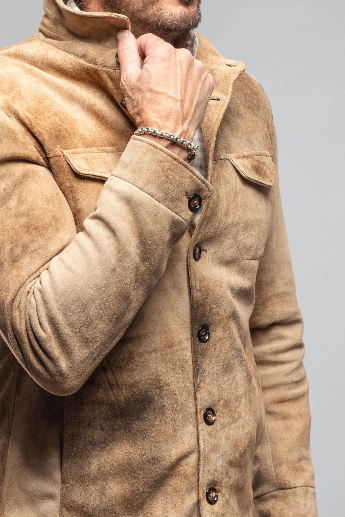 Gimo's Aldrich Distressed Suede Jacket In Palomino Mens - Outerwear - Leather