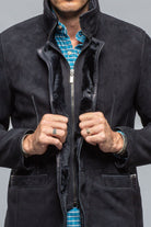 Antonio Shearling Jacket In Blue Ink - AXEL'S