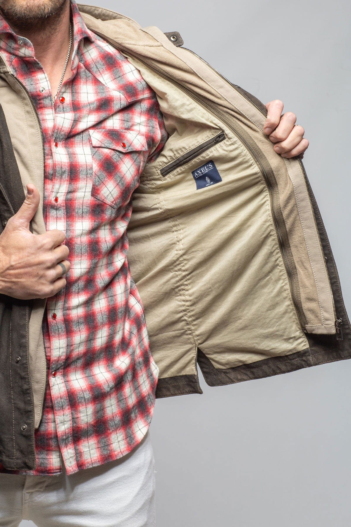 Gimo's Callum Suede Shirt with Removable Hood Mens - Outerwear - Leather