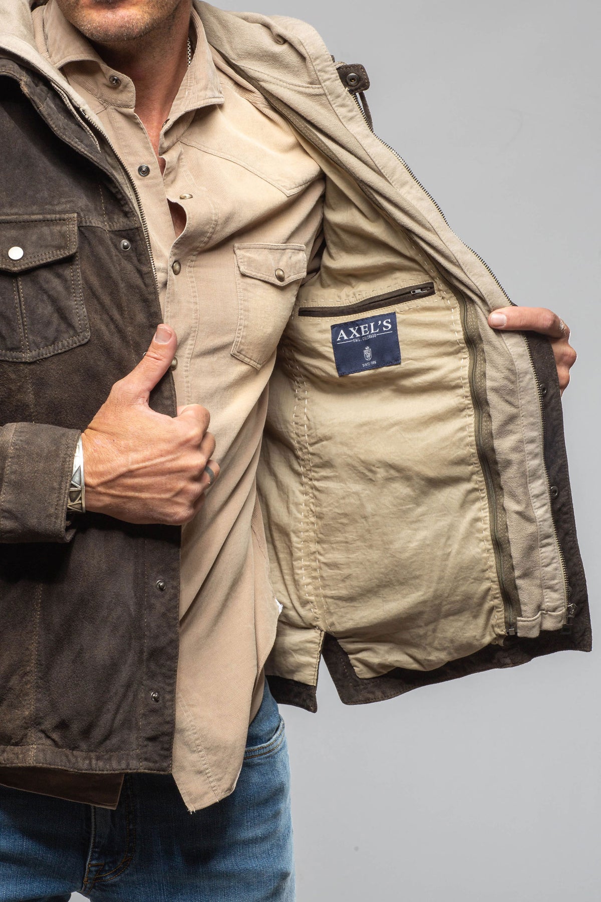 Gimo's Callum Suede Shirt with Removable Hood Mens - Outerwear - Leather