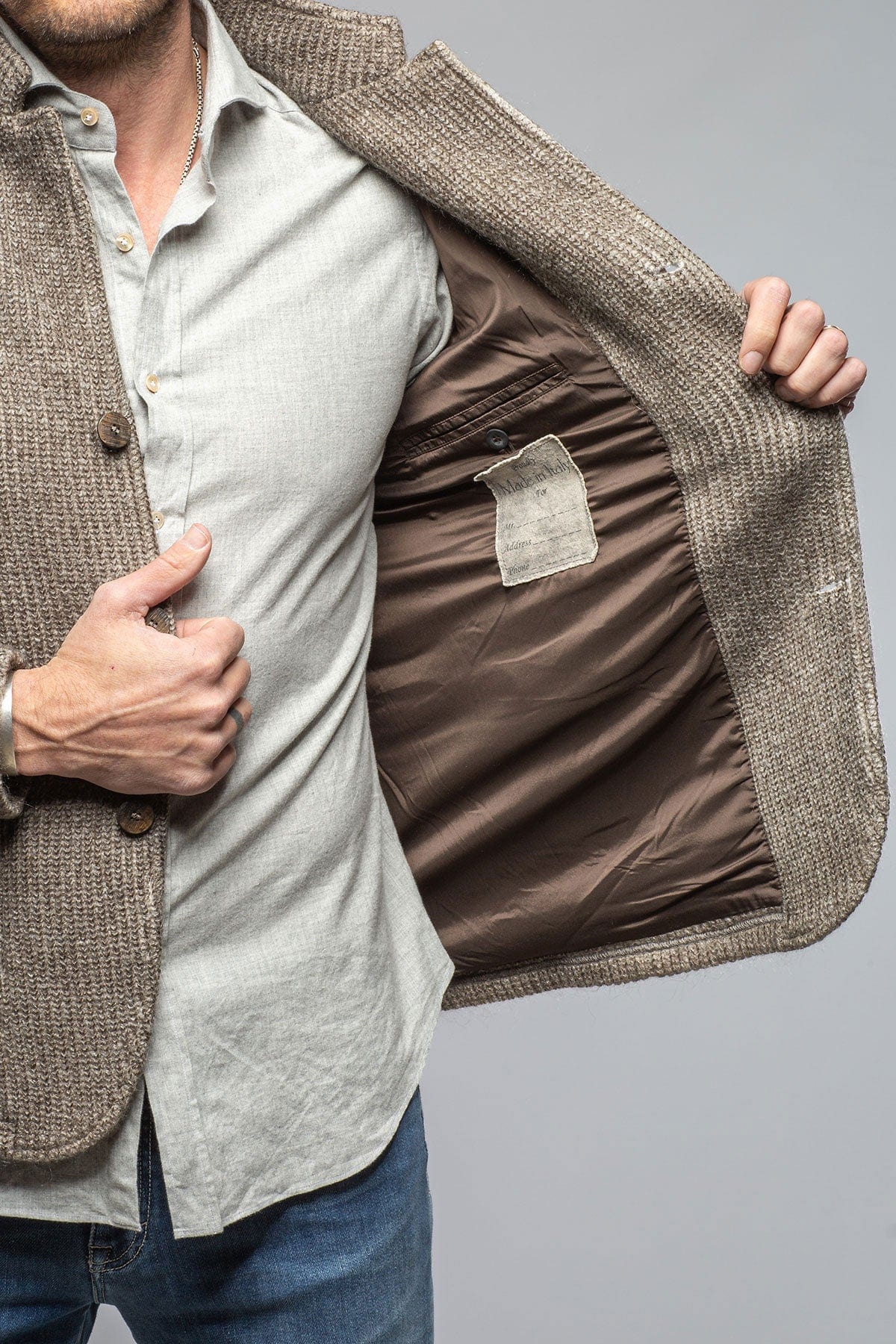 Cardigan Shirt Jacket In Grey - AXEL'S